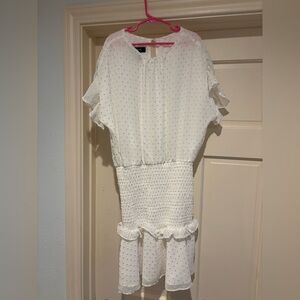 Aqua smocked short sleeve dress